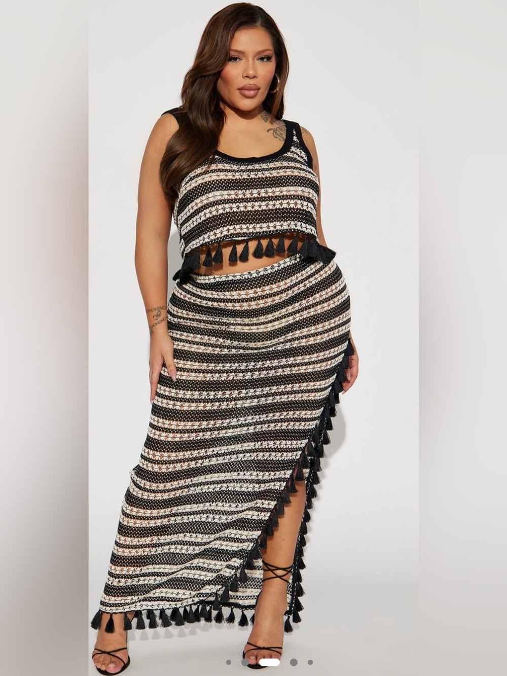 NWT Fashion Nova “Thalia” Striped Crochet Skirt Set - Picture 1 of 14